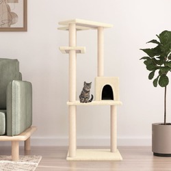 Kratzbaum Sisal Kratzsäule Kletterbaum Katzenbaum Katzenkratzbaum Creme vidaXL