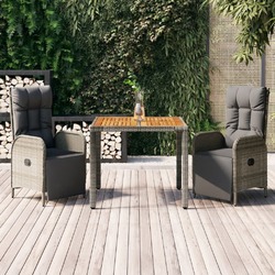 Gartenmöbel Essgruppe Gartengarnitur 7-tlg. mit Kissen Grau Poly Rattan vidaXL