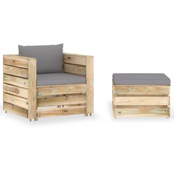 Garten Lounge Set mit Kissen Sofa Gartenmöbel 2-tlg. Imprägniertes Holz vidaXL