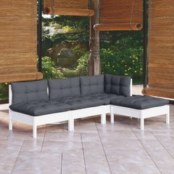 Garten Lounge Set Kissen Gartenmöbel Sofa 4-tlg. Massivholz Kiefer vidaXL