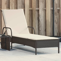 Sonnenliege Gartenliege Relaxliege Liege mit Rollen Auflage Poly Rattan vidaXL