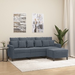 Sofa 3 Sitzer mit Hocker Couch Liegesofa Polstersofa Dunkelgrau Samt vidaXL