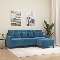 Sofa 3 Sitzer mit Hocker Couch Liegesofa Polstersofa Dunkelgrau Samt vidaXL