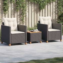 Bistroset Balkonset Sitzgruppe Gartenmöbel 3-tlg. Poly Rattan Akazienholz vidaXL