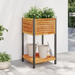 Pflanzkübel mit Ablage Hochbeet Blumenkübel Massivholz Akazie Stahl vidaXL