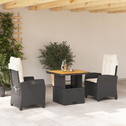 Gartenmöbel Essgruppe Gartengarnitur Garten Sitzgruppe 3-tlg. Schwarz vidaXL