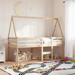 Hochbett mit Dach Kinderbett Lattenrost Hausbett Massivholz Kiefer vidaXL