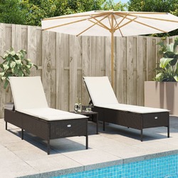 Sonnenliege Relaxliege Gartenliege Liege mit Auflagen 2 Stk. Poly Rattan vidaXL