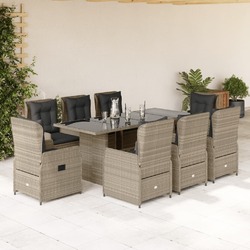 Gartenmöbel Essgruppe Gartengarnitur Sitzgruppe 7tlg Hellgrau Poly Rattan vidaXL