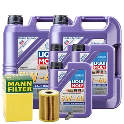 Motoröl 5W40 LIQUI MOLY High Tech 13L+MANN Ölfilter+Ölablassschraube