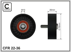 CAFFARO Umlenk-/Führungsrolle Keilrippenriemen 22-36 für 1J1 GOLF VW Kunststoff