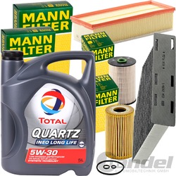 MANN FILTER INSPEKTIONSPAKET+5L TOTAL QUARTZ 5W30 MOTORÖL für AUDI A3 VW GOLF 5