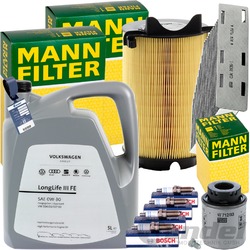 MANN INSPEKTIONSPAKET+5L ORIGINAL 0W-30 ÖL passend für VW GOLF 5 6 AUDI A3 TSI