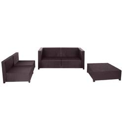 Poly-Rattan-Garnitur Tapa, Garten/Lounge-Set Sitzgruppe Sessel Sofa, Alu braun