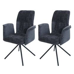 2er-Set Esszimmerstuhl HWC-N99, drehbar Auto-Return, Chenille 340g/m² Öko-Tex