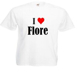 T-Shirt I Love Flore für Damen Herren und Kinder Farben Schwarz Weiss Pink