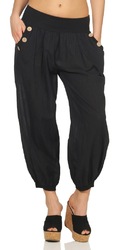 Damen leichte einfarbige Hose Sommerhose Haremshose Ballonhose Aladinhose Uni