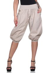 Damen Hose Capri Freizeithose Baggy Haremshose Baumwolle