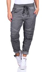 Damen Hose Stoffhose Sweatpants Freizeithose Stoffhose im Marine Streifen Look