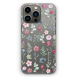 Personalisiert Initialen Handy Hülle Für IPHONE 14/13/12 Rosa Blume Klar Harte