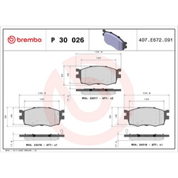 Brembo P 30 026 Bremsbelagsatz für KIA HYUNDAI Bremse Bremsbeläge