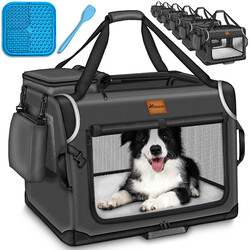 TRESKO® Hundebox faltbar Hunde Transportbox Auto Transporttasche Tragetasche Box✔️Größen S - XXXL ✔️Faltbar ✔️Leckmatte ✔️Reflektoren