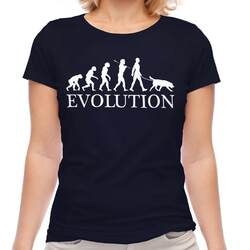 FLACH BESCHICHTETES RETRIEVER EVOLUTION OF MAN DAMEN T-SHIRT T-SHIRT TOP HUND GESCHENK WALKER