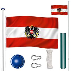 Alu Fahnenmast 6,25 m Mast Flagge Flaggenmast Fahne Bodenhülse höhenverstellbar