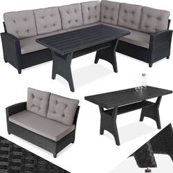 Poly Rattan Lounge Sitzgruppe Essgruppe Garten Möbel Garnitur Eck Sofa Tisch Set