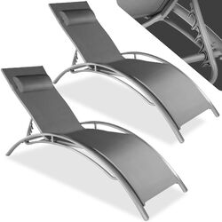 2er Set Aluminium Sonnenliege Gartenliege Liegestuhl Strandliege Relaxliege✔ Farbwahl ✔ witterungsbeständig ✔ inkl. Kopfpolster