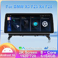 12,3" Android 14 Autoradio für BMW X3 F25 X4 F26 NBT CarPlay 8-Core 64G GPS Navi