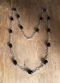 Silber 835 Halskette Lange Kette mit Onyx Steine Pulloverkette 38gr