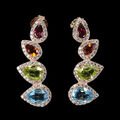 925 Sterlingsilber Ohrringe Birne Schweizer Blau Topas Peridot Edelstein Schmuck