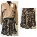 TRENDY Leo ROCK SKIRT Minirock mit Volant Damenrock Leoprint Italy Skirt Neu