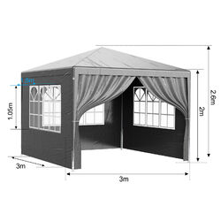 Pavillon 3x3/4/6m Partyzelt Wasserdicht Festzelt Gartenzelt Eventzelt UV-Schutz