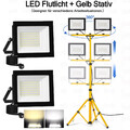  LED Fluter Außen Flutlicht Baustrahler mit Stativ Stecker 10-100W Scheinwerfer 