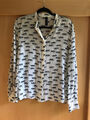 MARC CAIN Seiden/ Viscose Bluse mit schwarzen Panthern N4 NEUPREIS 249 Euro