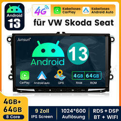 4+64GB Android 13 Autoradio CarPlay GPS Navi für VW Touran Golf 5 6 Passat Polo