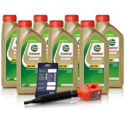 7x 1 L LITER CASTROL EDGE 5W-30 LL MOTOR-ÖL MOTOREN-ÖL### INKL. ÖLWECHSEL-ANHÄNGER + EINFÜLLTRICHTER ###