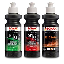 SONAX PROFILINE POLIERMITTEL SET 3-TEILIG NP 03-06+SP 06-02+FS 05-04 POLITURDie Nr.1* für Autoteile: Top-Preis-Leistungs-Verhältnis