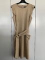 kleid marc cain N3, Beige, Velours, mit Gürtel und goldener Schnalle, gefüttert