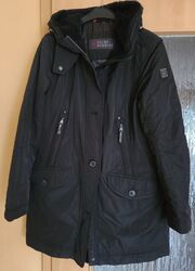 FUCHS SCHMITT Jacke Parka Mantel Innen Gesteppt Warme Kapuze Schwarz Gr. 40 