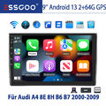 DAB+ 64G Für Audi A4 S4 RS4 B6 B7 8E 2000-2009 Autoradio Android 13 GPS Navi KAM