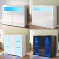 Kommode Sideboard mit LED Highboard Anrichte Schrank Wohnzimmer Hochglanz Modern