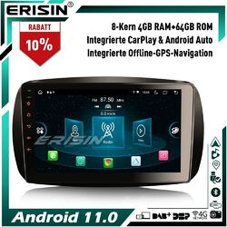 9" 8-Kern 64GB Android 12 GPS Autoradio Navi für Mercedes-Benz SMART SWC CarPlay