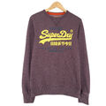 Vintage Superdry Sweatshirt Pullover Herren Weinrot Cx7 GRÖSSE S