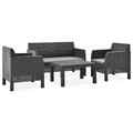 vidaXL 4-tlg. Garten-Lounge-Set mit Kissen PP Rattan Anthrazit ASS