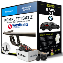 Für BMW X1 Typ E84 Anhängerkupplung abnehmbar +eSatz 13pol 10.2009-09.2015 ABETIPP - Die Montage ab 449,- Euro gleich mitbestellen!