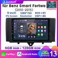 6G+128GB Autoradio Carplay Android 13 Für Smart Fortwo 451 2010-2015 GPS 8-Kern