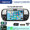 DAB+ 7" Android 13 2+64G Carplay Autoradio Für Fiat 500 312 07-2015 GPS NAV Kam